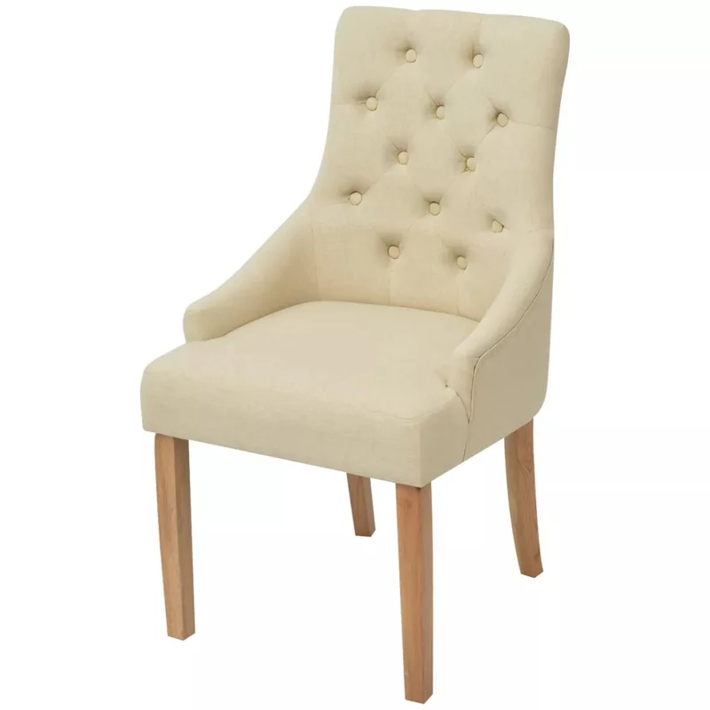 Lot de 6 chaises de salle à manger cuisine design luxueux tissu crème CDS022366