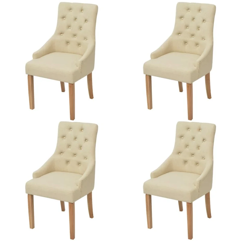 Lot de 4 chaises de salle à manger cuisine design luxueux et charmant en tissu crème CDS021476