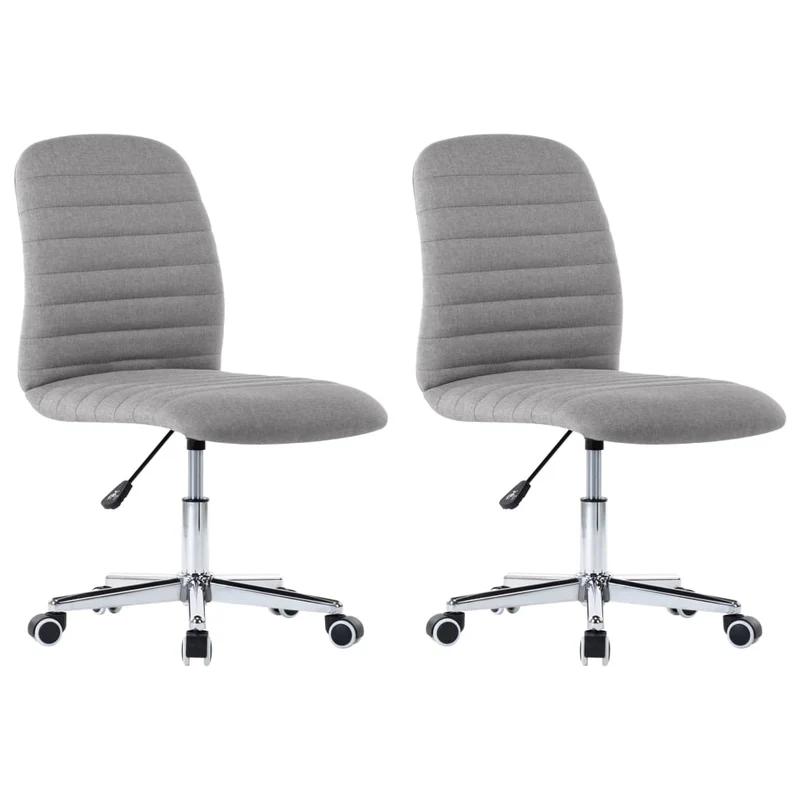 Lot de 2 chaises de salle à manger cuisine sur roulettes hauteur réglable en tissu gris clair CDS020494