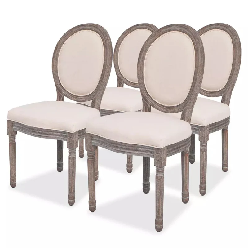 Lot de 4 chaises de salle à manger cuisine design classique en tissu crème CDS021469