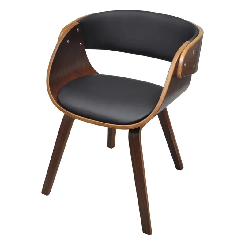 Chaise de salle à manger élégant et intemporel bois courbé marron et synthétique noir CDS020017