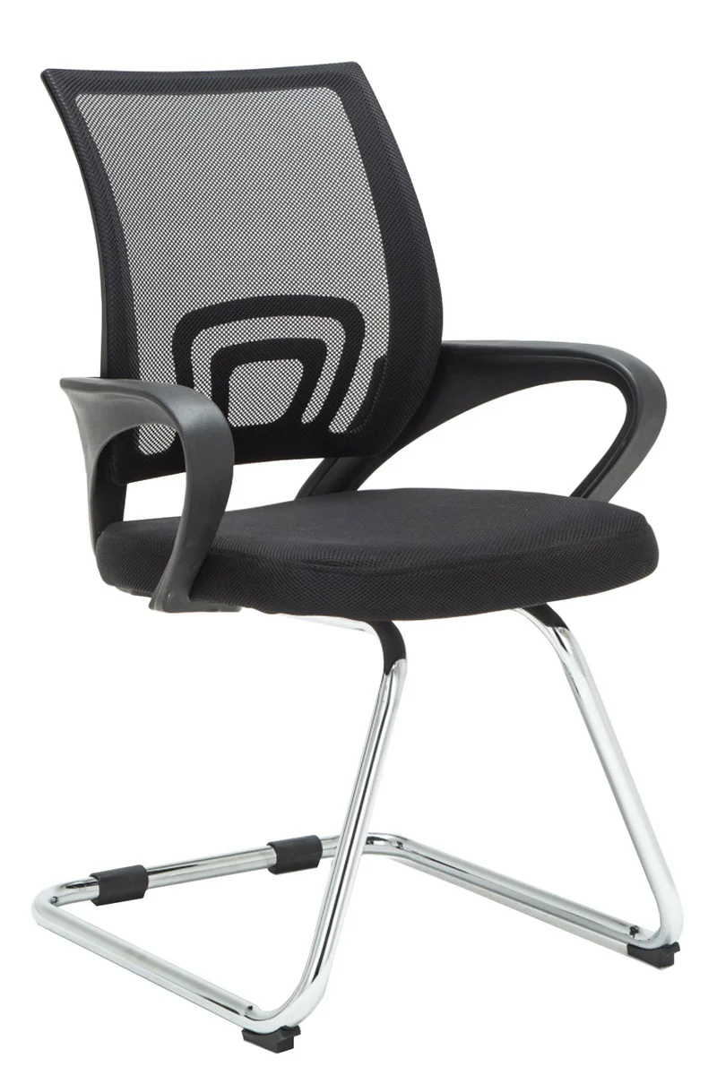 Chaise de bureau reception sans roulettes dossier en maille avec accoudoirs noir BUR10499
