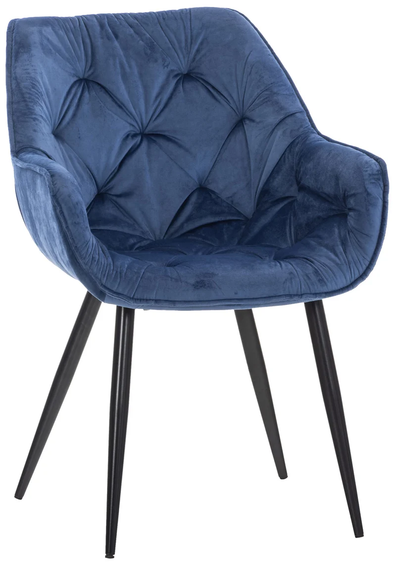Chaise de coiffeuse salon bureau rembourré confortable et moderne capitonné velours bleu FAL10532