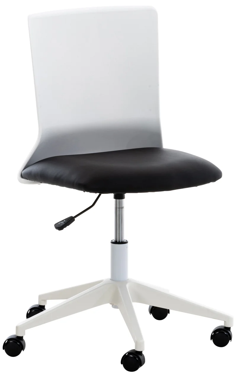 Chaise de bureau sur roulettes moderne pivotante hauteur réglable plastique blanc et synthétique noir BUR10494