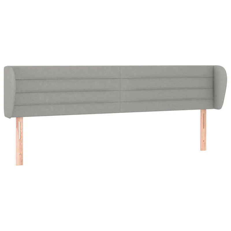 Tête de lit accessoire couchage chambre à coucher meuble avec rebord latéral 203 x 23 x 78/88 cm tissu gris clair TDL0205158