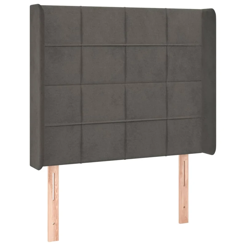 Tête de lit accessoire couchage chambre à coucher meuble avec rebord latéral 103 x 16 x 118/128 cm tissu velours gris foncé TDL0205069