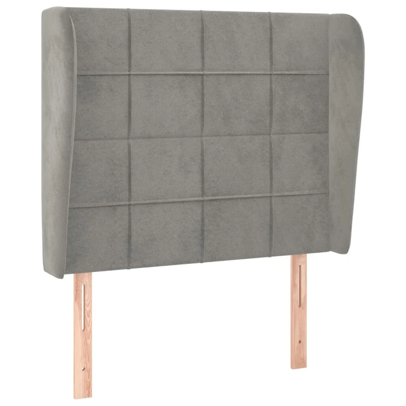 Tête de lit accessoire couchage chambre à coucher meuble avec rebord latéral 83 x 23 x 118/128 cm tissu velours gris clair TDL0205123
