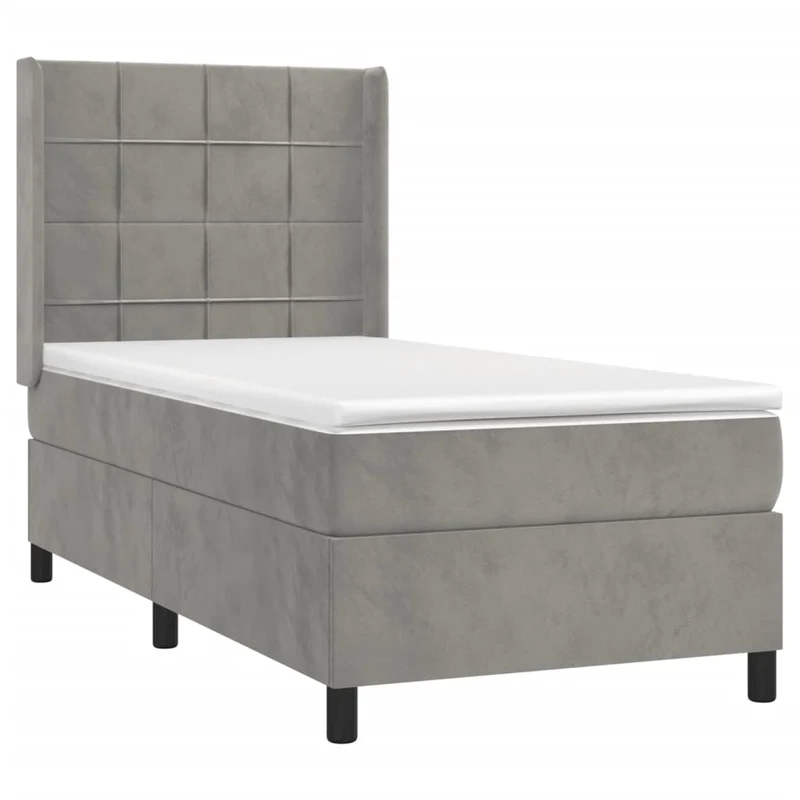 Cadre de lit LED avec sommier tête de lit matelas 80x200cm tissu velours gris clair TDL0208487