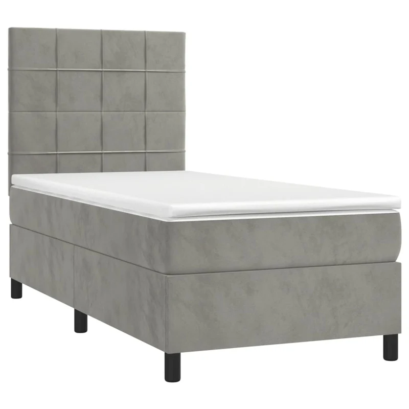 Cadre de lit LED avec sommier tête de lit matelas 90x200cm tissu velours gris clair TDL0208465
