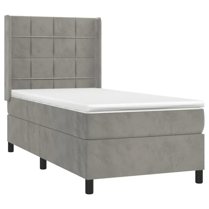 Cadre de lit LED avec sommier tête de lit matelas 90x200cm tissu velours gris clair TDL0208461