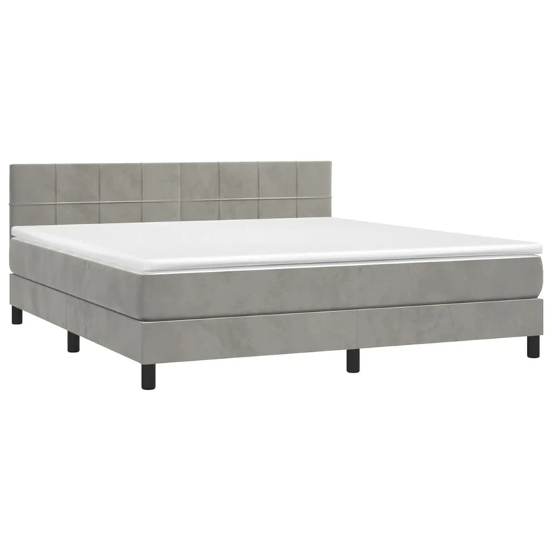 Cadre de lit LED avec sommier tête de lit matelas surmatelas 160x200 cm tissu velours gris clair TDL0207821