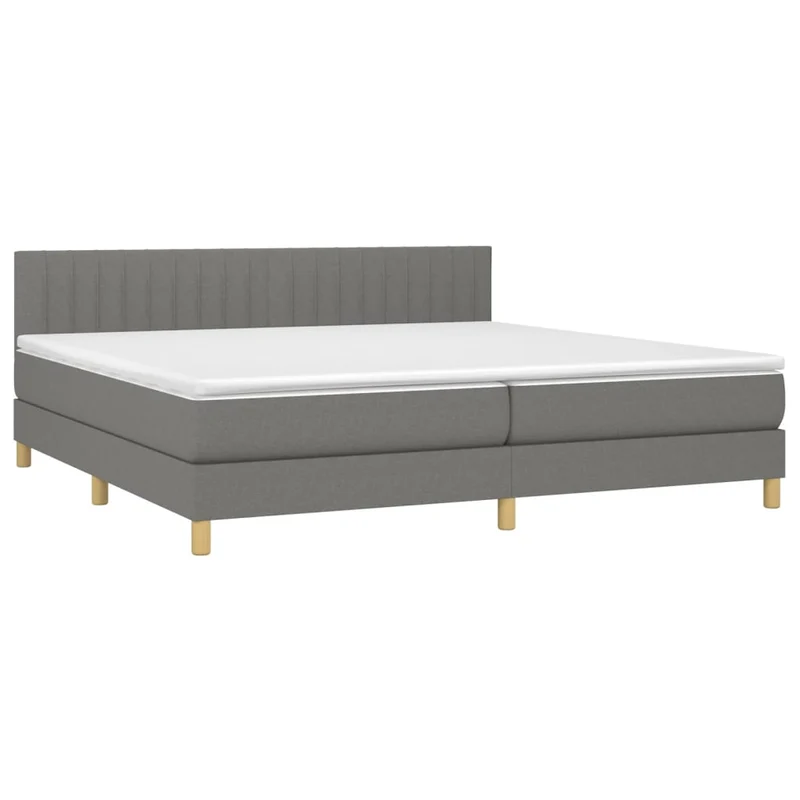 Cadre de lit LED avec sommier tête de lit matelas 200x200 cm tissu gris foncé TDL0208288