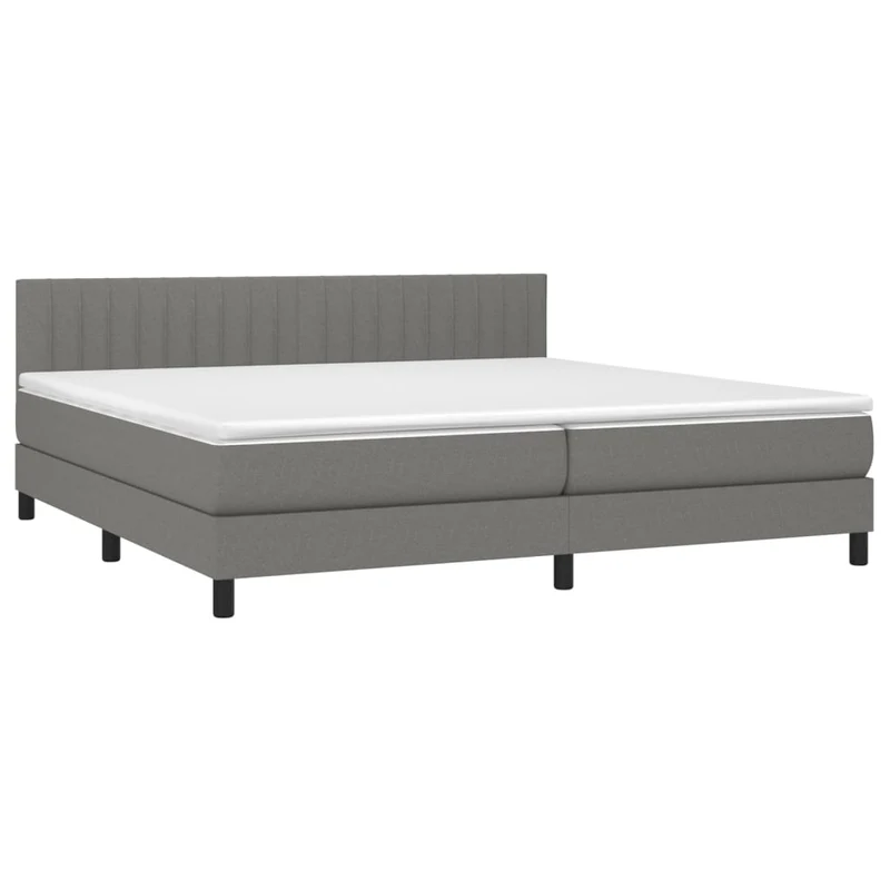 Cadre de lit LED avec sommier tête de lit matelas 200x200 cm tissu gris foncé TDL0208281