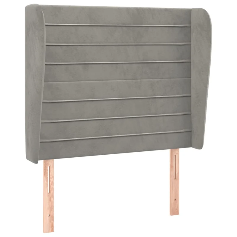 Tête de lit accessoire couchage chambre à coucher meuble avec rebord latéral 93 x 23 x 118/128 cm tissu velours gris clair TDL0205088