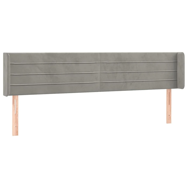 Tête de lit accessoire couchage chambre à coucher meuble à LED 183 x 16 x 78/88 cm tissu velours gris clair TDL0201333