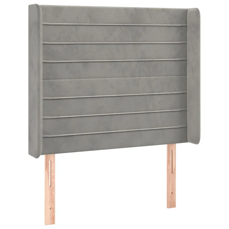 Tête de lit accessoire couchage chambre à coucher meuble à LED 93 x 16 x 118/128 cm tissu velours gris clair TDL0201224