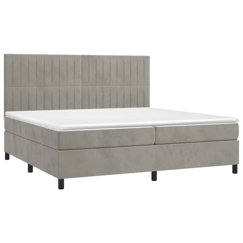 Cadre de lit LED avec sommier tête de lit matelas surmatelas 200x200 cm tissu velours gris clair TDL0207771