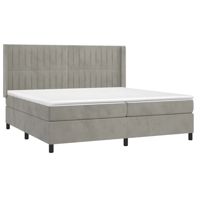 Cadre de lit LED avec sommier tête de lit matelas surmatelas 200x200 cm tissu velours gris clair TDL0207766