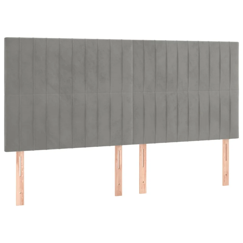 Tête de lit accessoire couchage chambre à coucher meuble 4 parties 100 x 5 x 78/88 cm tissu velours gris clair TDL0206043