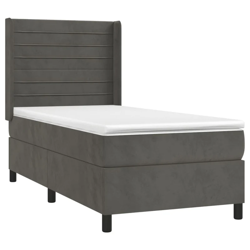 Cadre de lit LED avec sommier tête de lit matelas 90x190cm tissu velours gris foncé TDL0208258