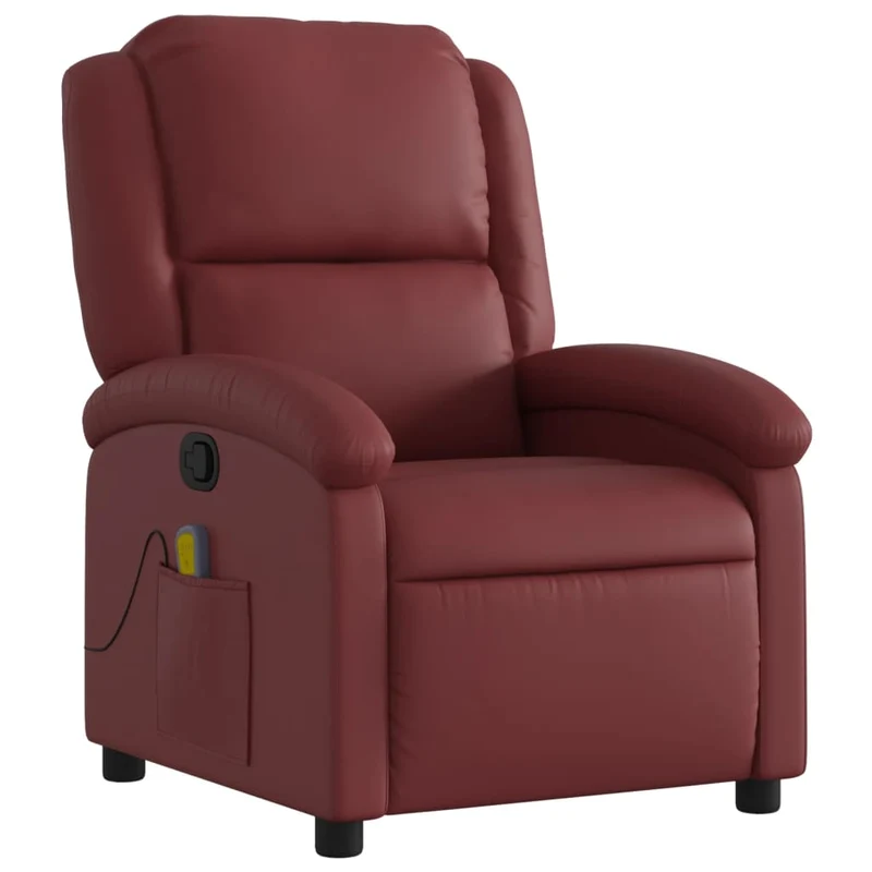 Fauteuil de relaxation TV fonction massage inclinable 6 points de massage en PVC rouge bordeau DEC027076