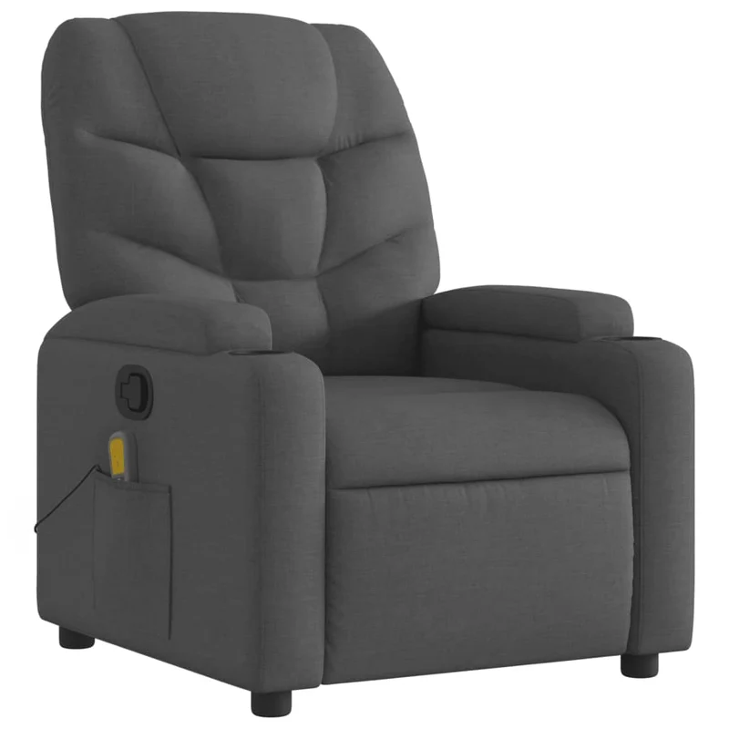 Fauteuil de relaxation TV fonction massage inclinable 6 points de massage en tissu gris foncé DEC026944