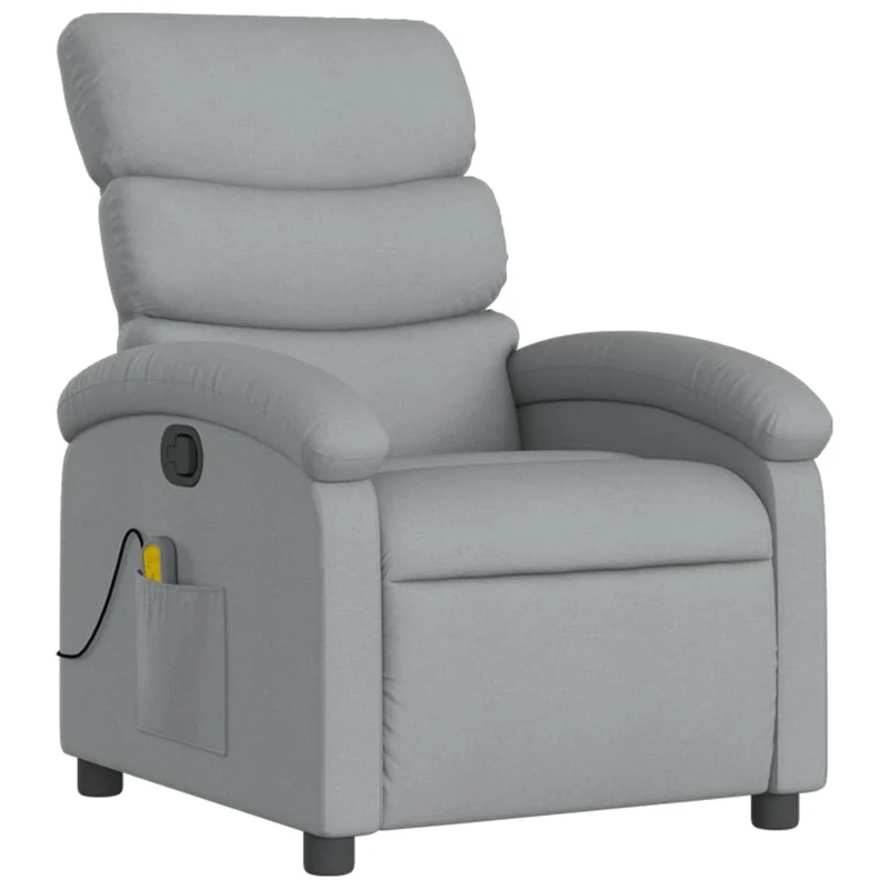 Fauteuil de relaxation TV fonction massage inclinable 6 points de massage en tissu gris clair DEC026924