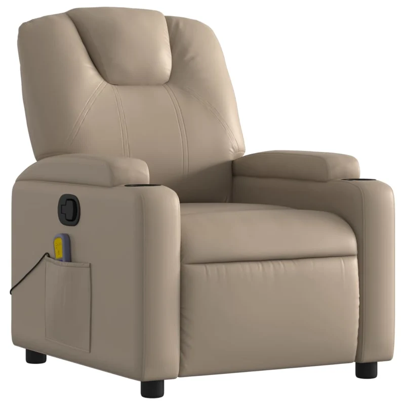 Fauteuil de relaxation TV fonction massage inclinable 6 points de massage en PVC couleur cappuccino DEC026877