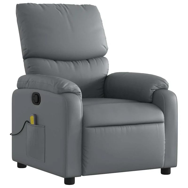 Fauteuil de relaxation TV fonction massage inclinable 6 points de massage en PVC gris DEC026970