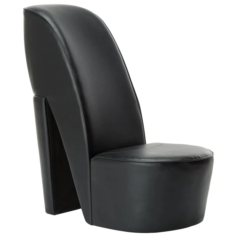 Fauteuil lounge design moderne en forme de chaussure à talon haut noir PVC noir DEC026790
