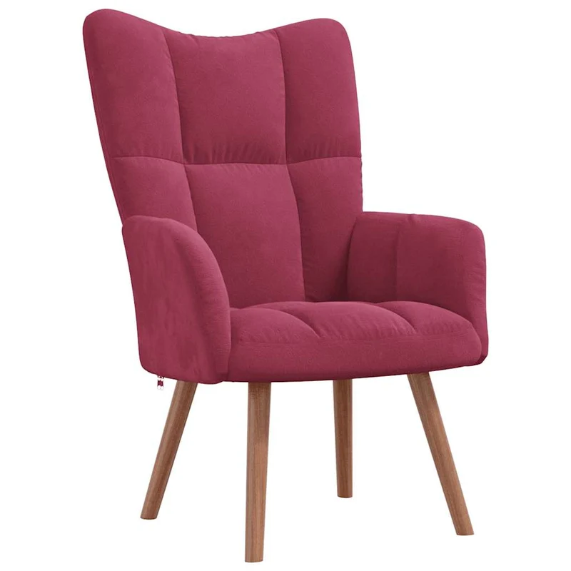 Fauteuil lounge chaise de canapé design moderne en velours rouge bordeaux DEC026764