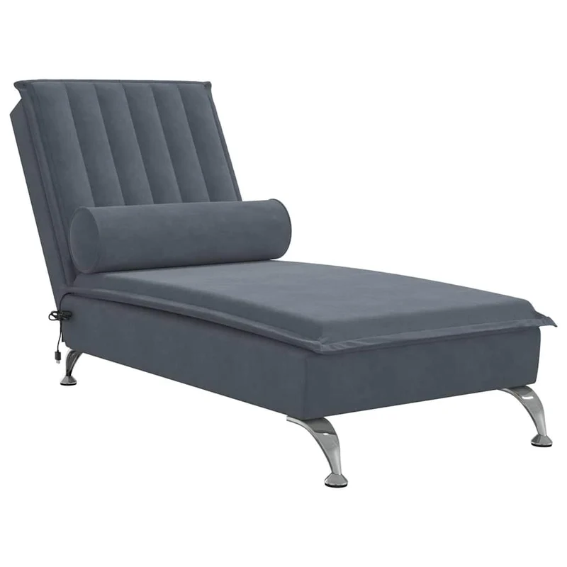 Méridienne chaise longue pour intérieur de massage avec traversin gris foncé velours gris DEC026151