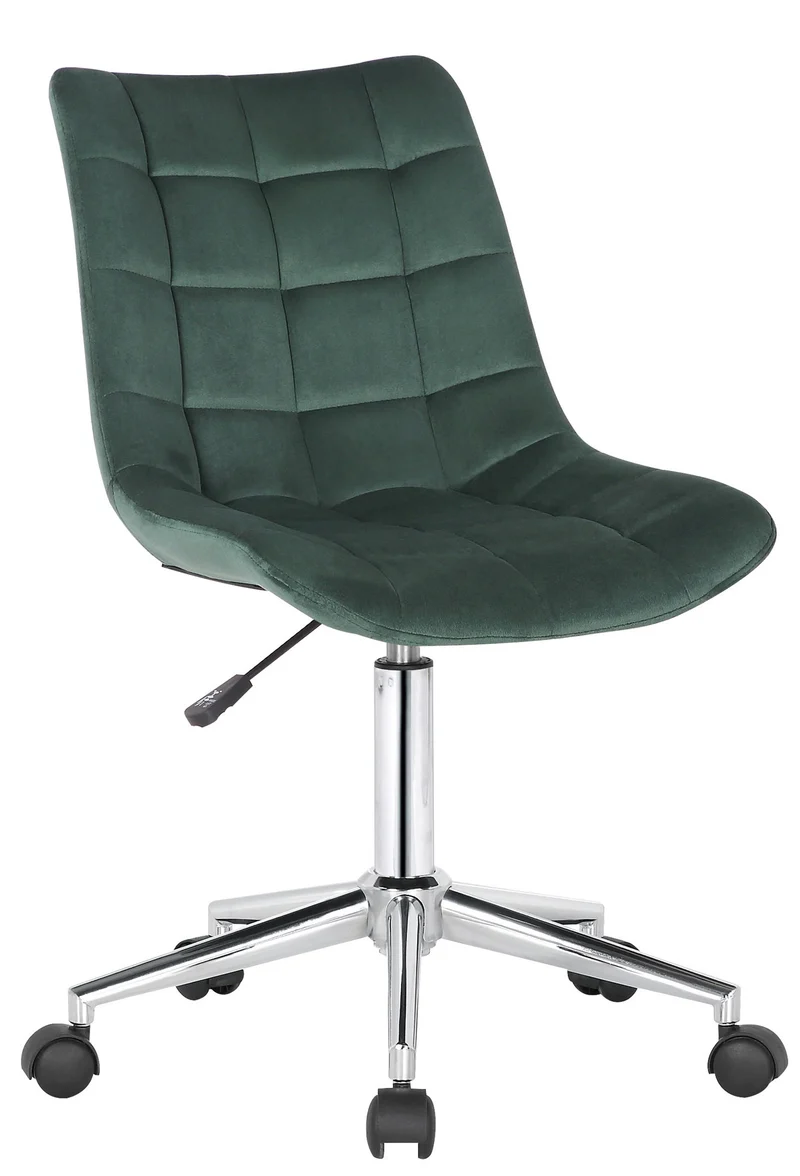 Chaise de bureau en velours vert sur roulettes design moderne hauteur réglable BUR10597