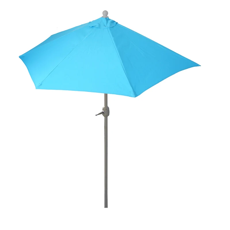 Demi parasol semi-circulaire balcon terrasse UV 50+ polyester/aluminium 3kg avec une portée de 300 cm turquoise sans support 04_0003903
