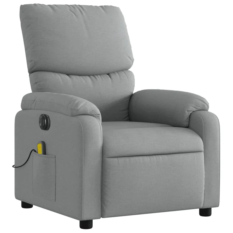 Fauteuil de relaxation TV fonction massage inclinable électrique 6 points de massage en tissu gris clair DEC027157