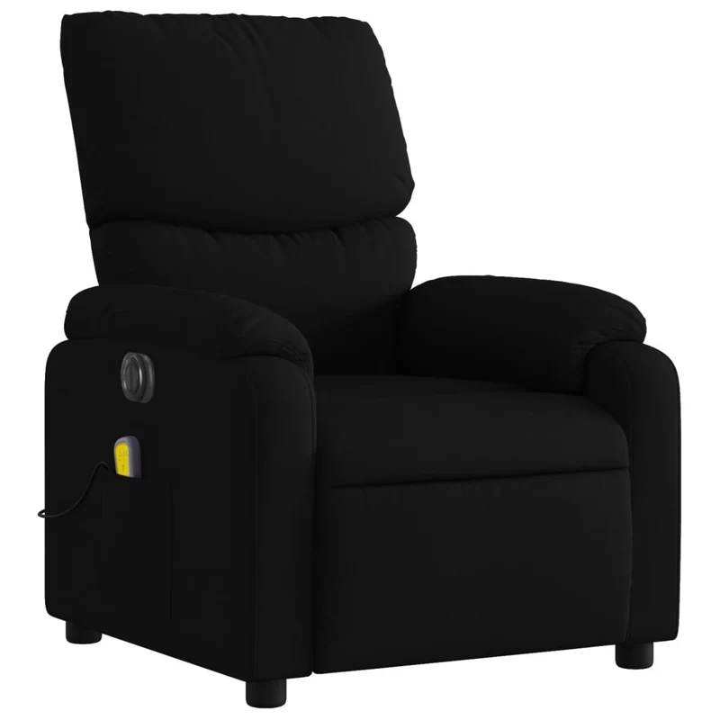 Fauteuil de relaxation TV fonction massage inclinable électrique 6 points de massage en tissu noir DEC027228