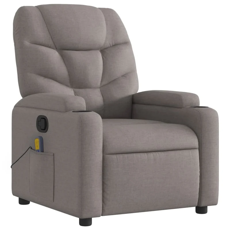 Fauteuil de relaxation TV fonction massage inclinable 6 points de massage en tissu taupe DEC027112