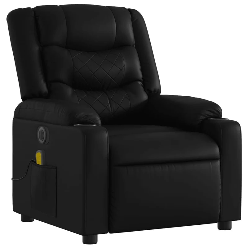 Fauteuil de relaxation TV fonction massage inclinable électrique 6 points de massage en PVC noir DEC027216