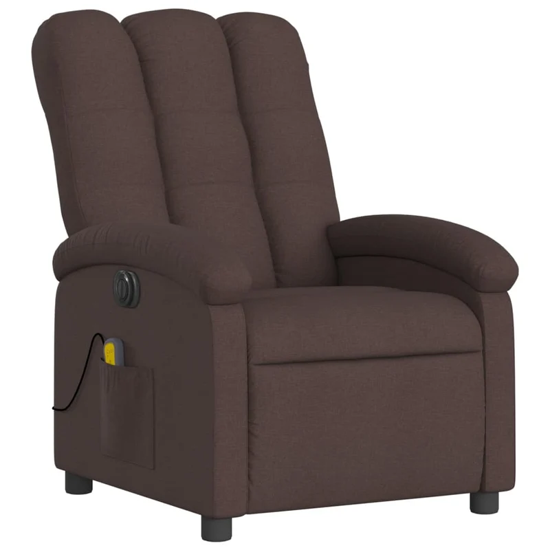 Fauteuil de relaxation TV fonction massage inclinable électrique 6 points de massage en tissu marron foncé DEC027189