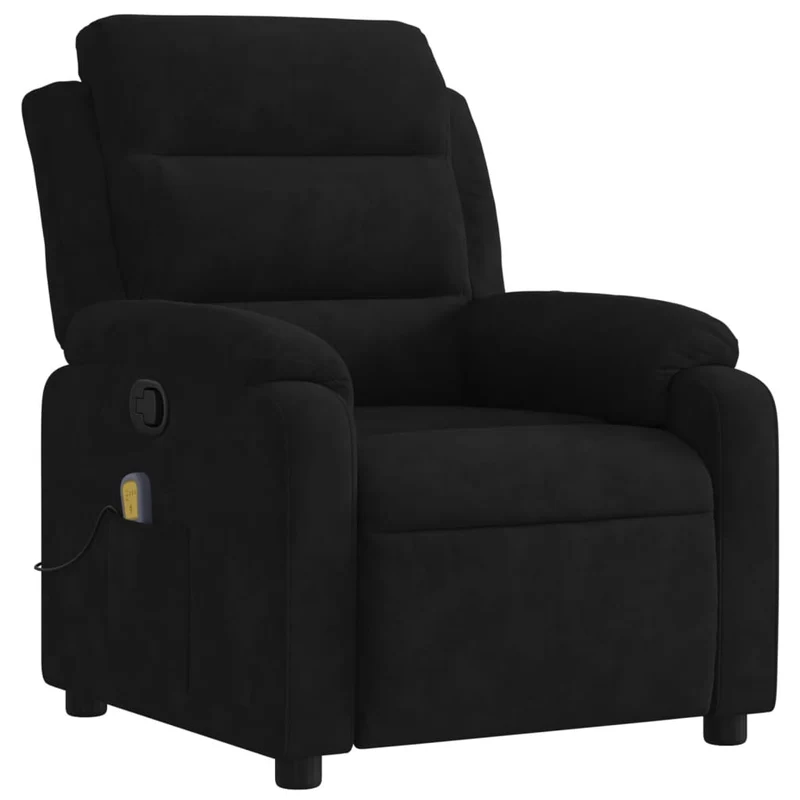Fauteuil de relaxation TV fonction massage inclinable 6 points de massage en velours noir DEC027073