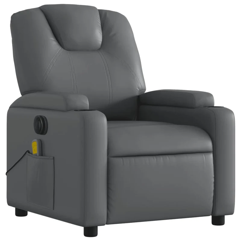 Fauteuil de relaxation TV fonction massage inclinable électrique 6 points de massage en PVC gris DEC027176