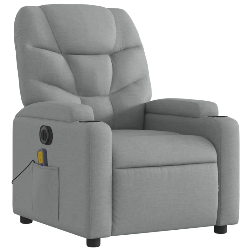 Fauteuil de relaxation TV fonction massage inclinable électrique 6 points de massage en tissu gris clair DEC027168
