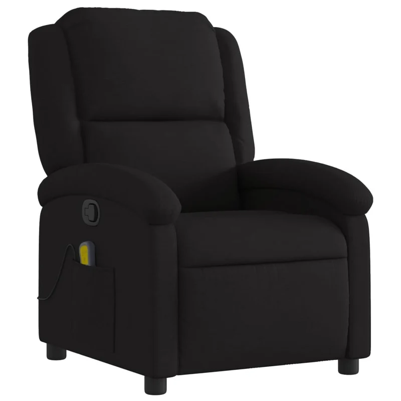 Fauteuil de relaxation TV fonction massage inclinable 6 points de massage en tissu noir DEC027042