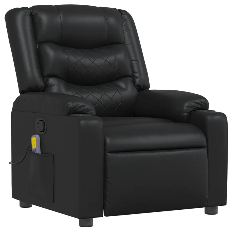 Fauteuil de relaxation TV fonction massage inclinable 6 points de massage en PVC noir DEC027039