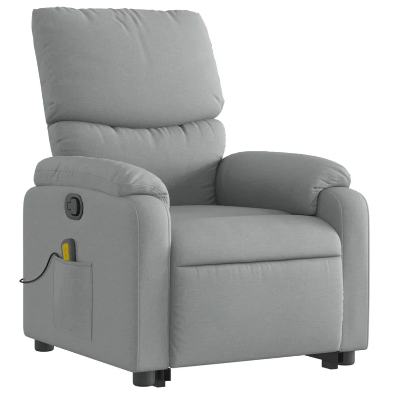 Fauteuil de relaxation TV fonction massage inclinable levage électrique en tissu gris clair tissu DEC026927