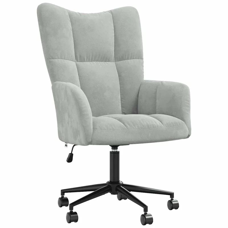 Fauteuil lounge chaise de canapé sur roulettes design moderne en velours gris clair DEC026673
