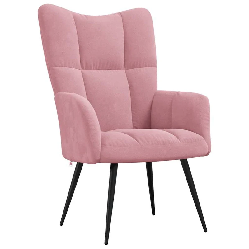 Fauteuil lounge chaise de canapé design moderne en velours rose DEC026755