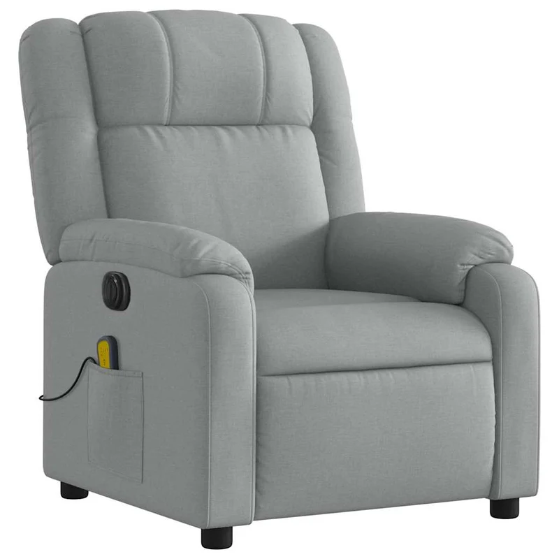 Fauteuil de relaxation TV fonction massage inclinable électrique 6 points de massage en tissu gris clair DEC027164
