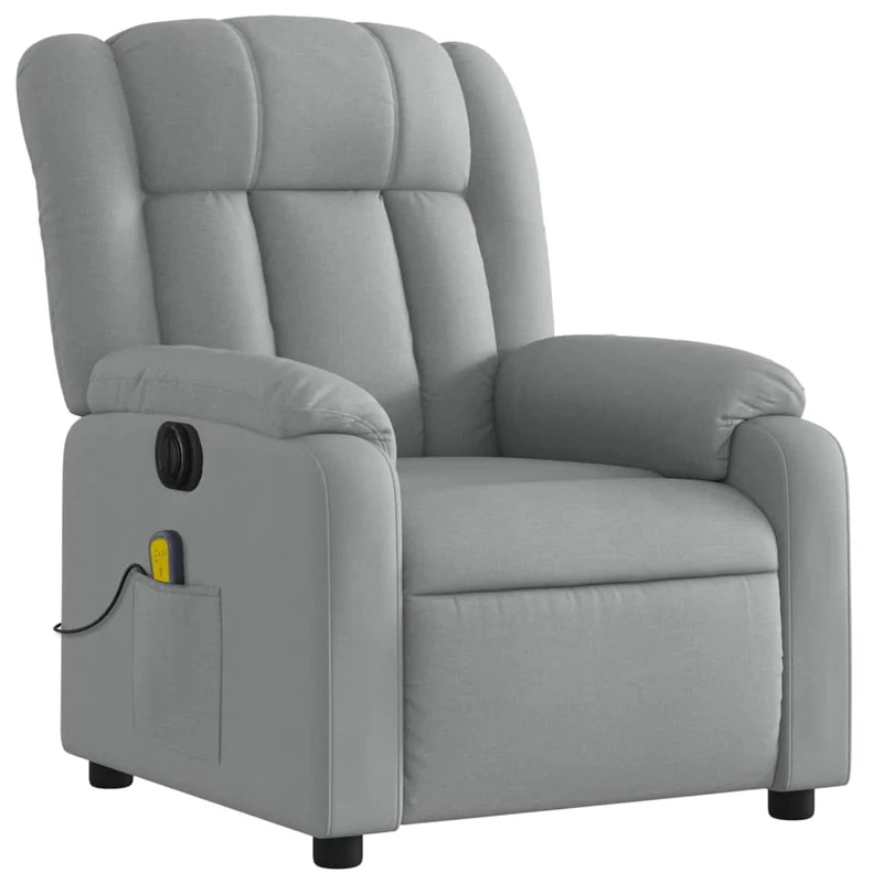 Fauteuil de relaxation TV fonction massage inclinable électrique 6 points de massage en tissu gris clair DEC027160