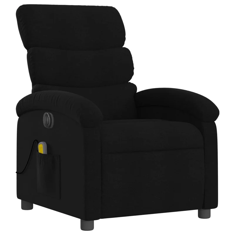 Fauteuil de relaxation TV fonction massage inclinable électrique 6 points de massage en tissu noir DEC027233